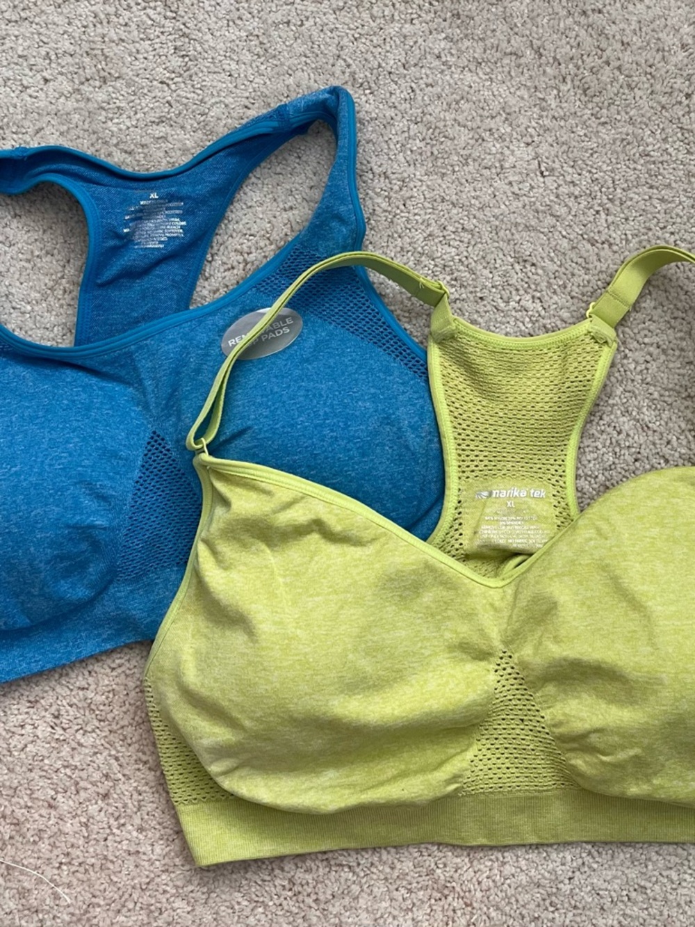 Marika Seamless Racerback Sports Bras - Blue & Lime